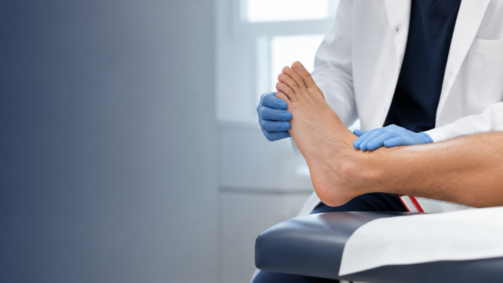 Clinician evaluating a patient's foot and ankle